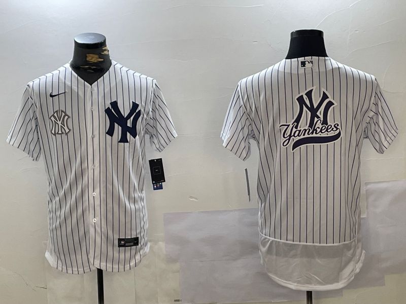 Men New York Yankees Blank White stripe Elite 2024 Nike MLB Jersey style 10168